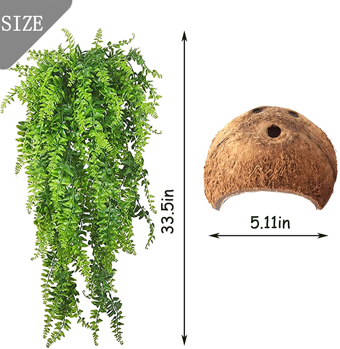 Tfwadmx Reptile Plants Hanging Fake Vines Lizard Coconut Coco Shell Hut Boston Climbing Terrarium Plant with Suction Cup for Bearded Dragons,Geckos,Snake and Tank Habitat Decorations(4 Pcs) Animals & Pet Supplies > Pet Supplies > Reptile & Amphibian Supplies > Reptile & Amphibian Habitats Tfwadmx   