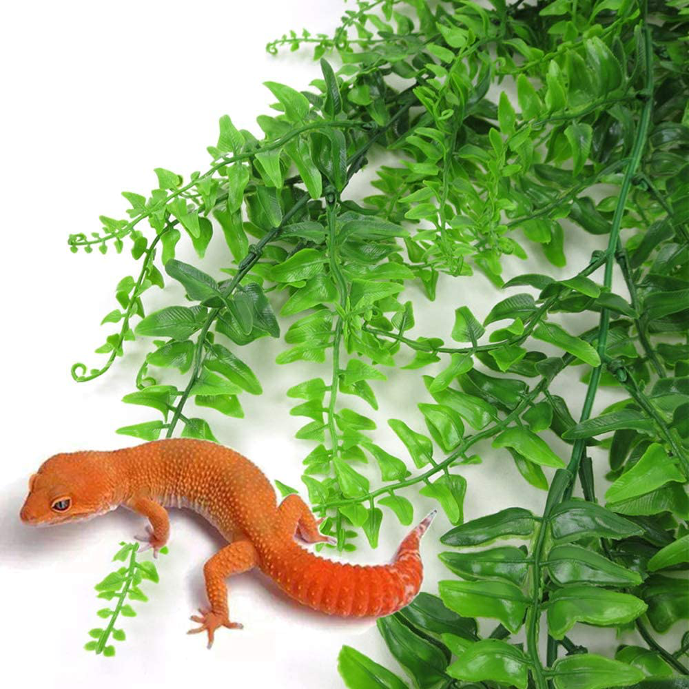 PINVNBY Reptile Plants Hanging Fake Vines Boston Climbing Terrarium Plant with Suction Cup for Bearded Dragons Lizards Geckos Snake Pets Hermit Crab and Tank Habitat Decorations Animals & Pet Supplies > Pet Supplies > Reptile & Amphibian Supplies > Reptile & Amphibian Habitat Accessories PINVNBY   