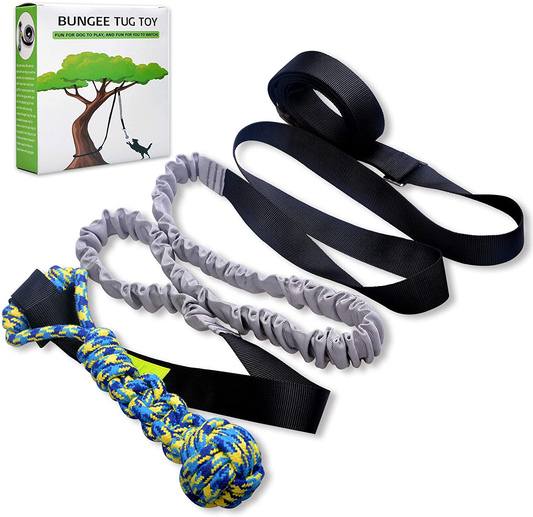 LOOBANI Dog Outdoor Bungee Hanging Toy, Interactive Tether Tug Toy for Small to Large Dogs to Exercise & Solo Play,Durable Tugger for Tug of War,With Chew Rope Toy Animals & Pet Supplies > Pet Supplies > Dog Supplies > Dog Toys LOOBANI Black  