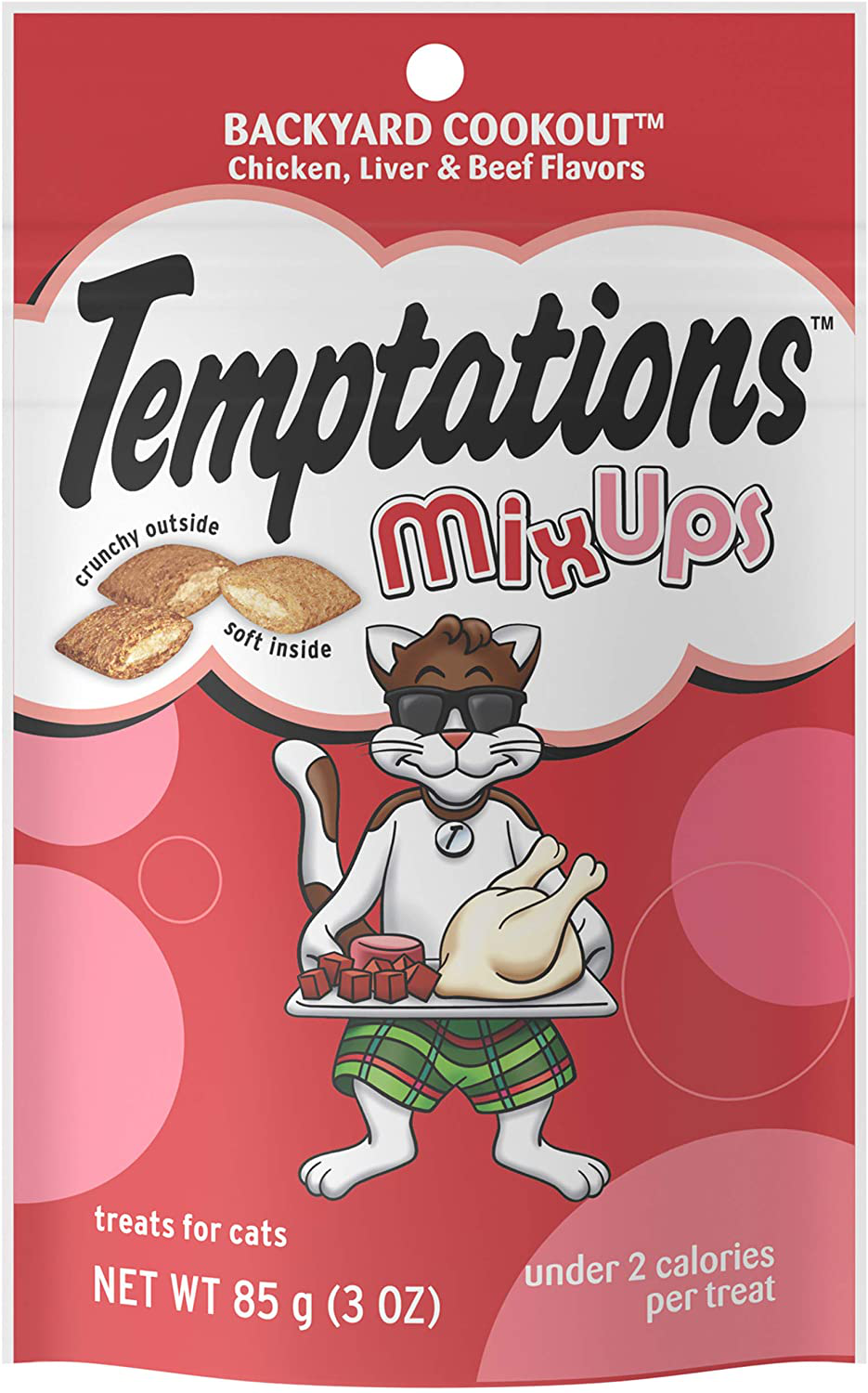 TEMPTATIONS Mixups & Shakeups Crunchy and Soft Cat Treats, 2.5 - 3 Oz. (12 Pack) Animals & Pet Supplies > Pet Supplies > Cat Supplies > Cat Treats Temptations MixUps Chicken, Liver, Beef (12) 3 Ounce.