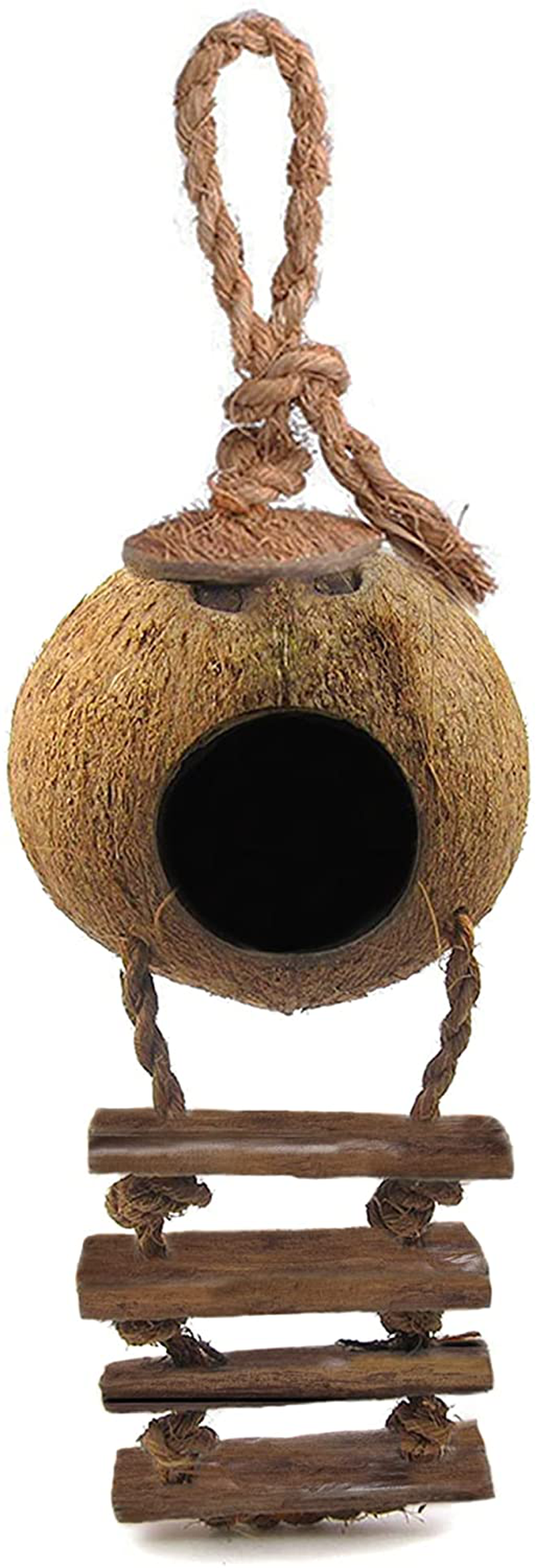 Sungrow Sugar Glider Squirrel Hut with Ladder, 5” Diameter, 2.5” Opening, Raw Coconut Husk Hide Animals & Pet Supplies > Pet Supplies > Small Animal Supplies > Small Animal Habitat Accessories Luffy Pets Collection   