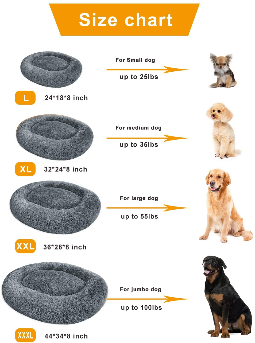 PUPPBUDD Calming Dog Bed Cat Bed Donut, Faux Fur Pet Bed Self-Warming Donut Cuddler, Comfortable round Plush Dog Beds for Large Medium Dogs and Cats (24"/32"/36"/44")