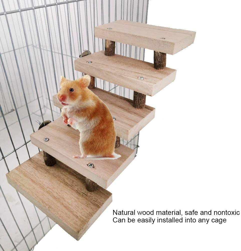 Hamster Ladder,5 Layers Wood Parrot Platform Climbing Ladder Pet Toys Cage Accessories for Dwarf Syrian Hamster Mice Mouse Gerbils Animals & Pet Supplies > Pet Supplies > Bird Supplies > Bird Cage Accessories YOUTHINK   