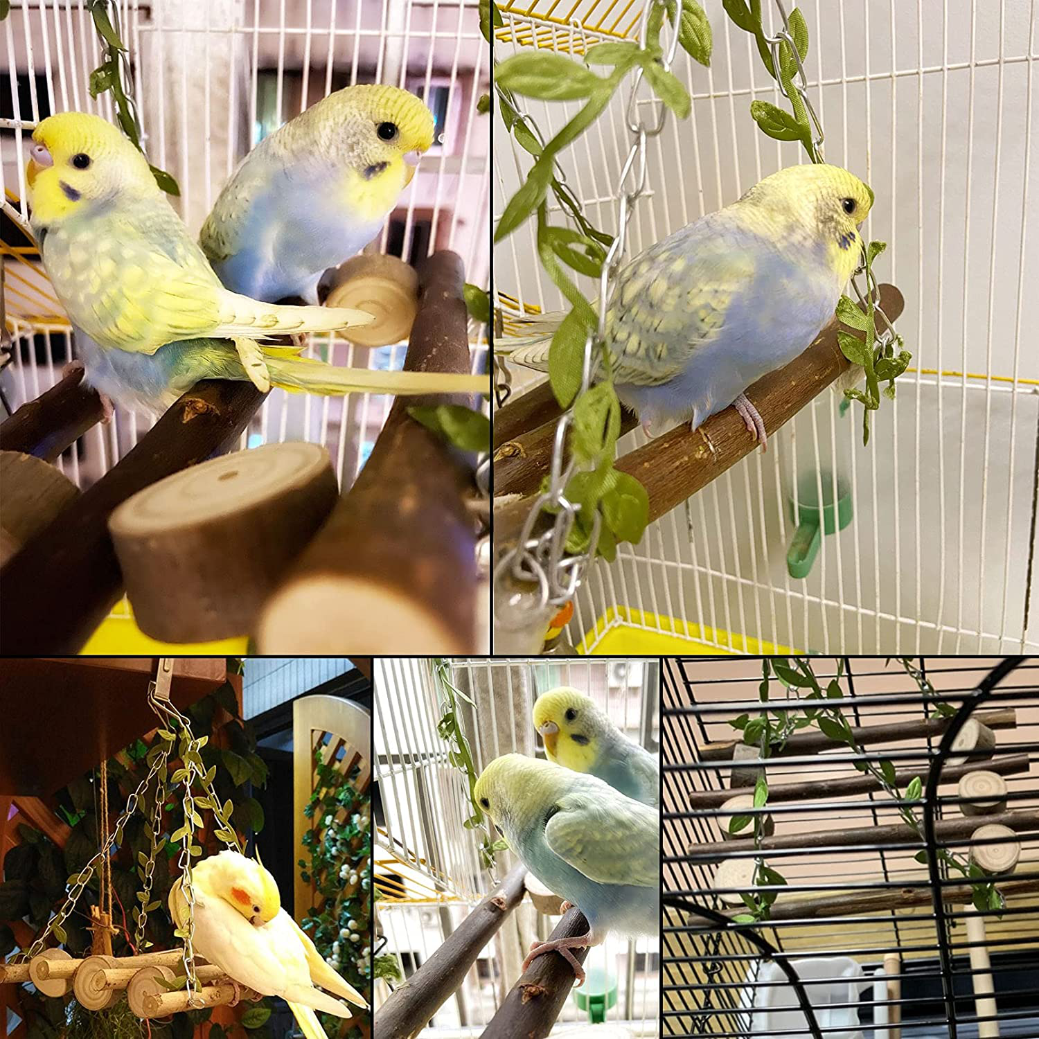 Kathson Wood Bird Swing Toys Natural Parrot Perch Wooden Stand Platform Parakeet Paw Grinding Stick Cage Accessories Exercise Toy for Cockatiels Budgies Lovebirds Conures Animals & Pet Supplies > Pet Supplies > Bird Supplies > Bird Cage Accessories kathson   