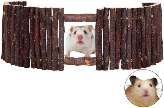 SAWMONG Flexible Wood Hideout, Hamster Rat Natural Apple Sticks Door Fence, Tunnel & Hideout for Hamster, Mouse, Gerbil, Small Animals Chew Toys Habitat Décor Animals & Pet Supplies > Pet Supplies > Small Animal Supplies > Small Animal Habitat Accessories SAWMONG   