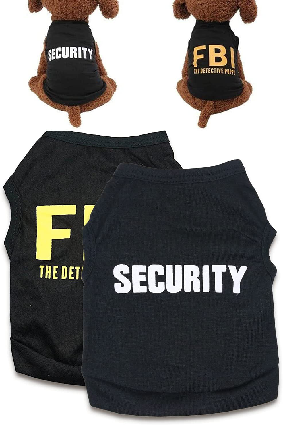Puppy Clothes for Small Dog Boy Summer Shirt for Chihuahua Yorkies Male Pet Outfits Cat Clothing Black Security Vest Funny Apparel Animals & Pet Supplies > Pet Supplies > Cat Supplies > Cat Apparel Furberry FBI & SECURITY Medium (Pack of 2) 