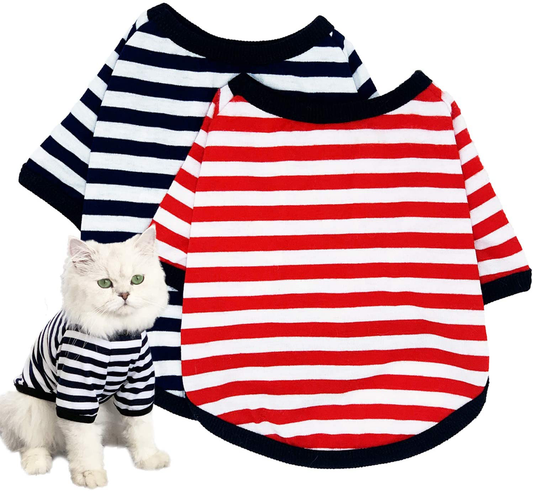 Dog Shirt Pet Clothes Cotton Striped Clothing, 2 Pack Puppy Vest T-Shirts Outfits for Dogs and Cat Apparel, Doggy Breathable Soft Shirts for Small Medium Large Dogs Kitten Boy and Girl… Animals & Pet Supplies > Pet Supplies > Cat Supplies > Cat Apparel Tealots Black XXL 