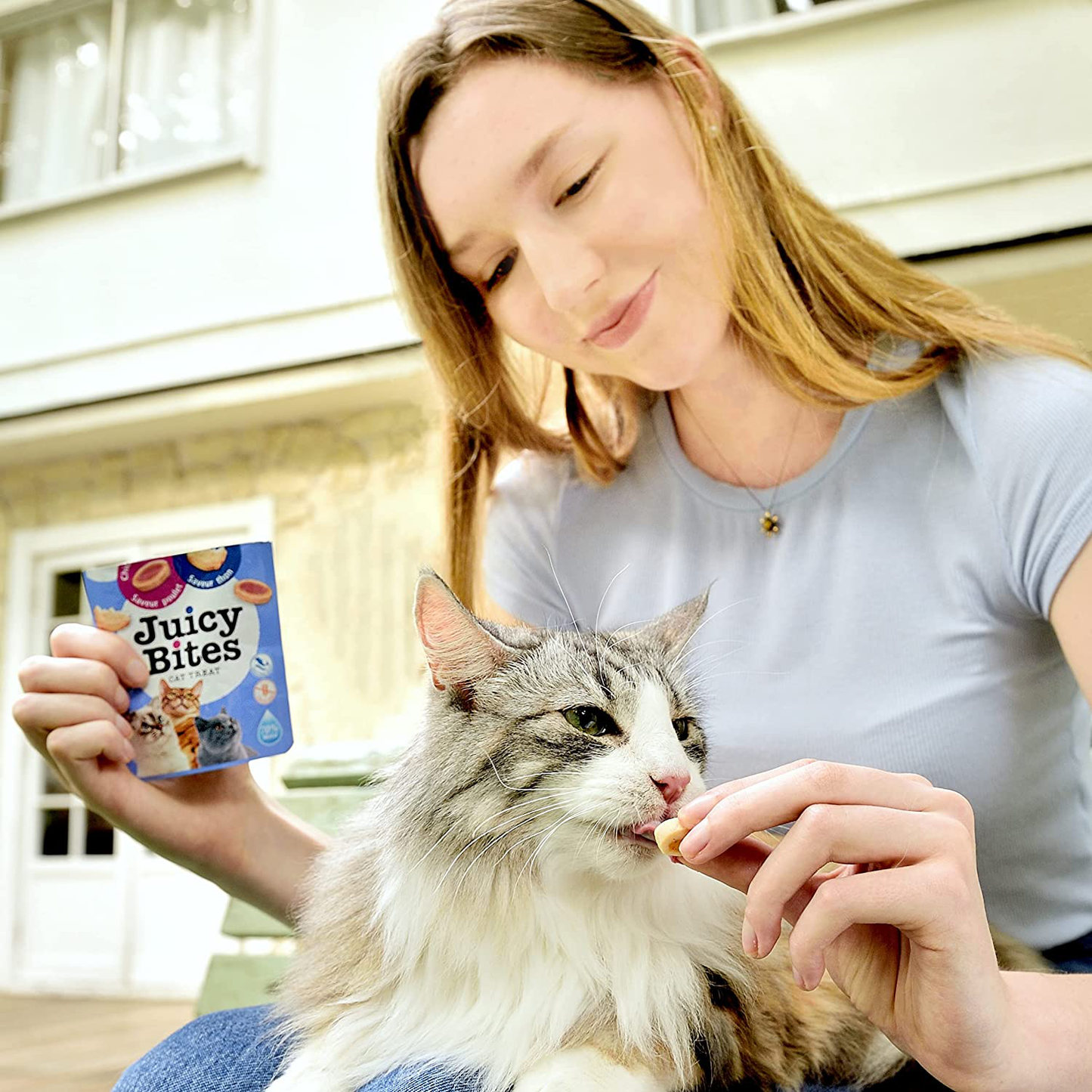 INABA Juicy Bites Grain-Free, Soft, Moist, Chewy Cat Treats with Vitamin E and Green Tea Extract, 0.4 Ounces per Pouch, 18 Pouches (3 per Bag), Tuna and Chicken Animals & Pet Supplies > Pet Supplies > Cat Supplies > Cat Treats INABA   