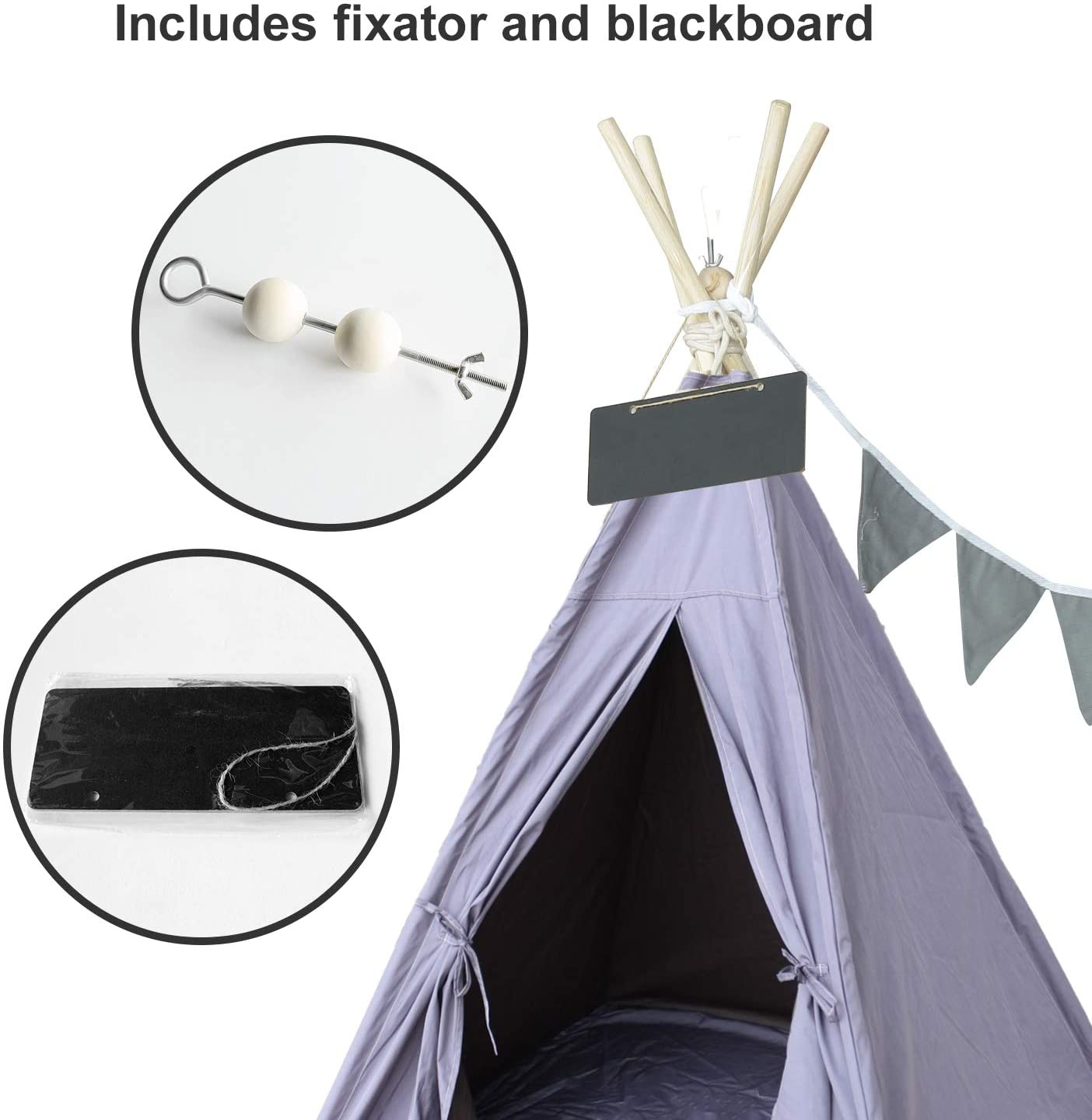 Ukadou Dog Teepee Medium for Pet Teepee Dog Tents for Large Dogs, 36Inch Pet Teepee with Floor Mat, Portable Dog House with Fixator and Blackboard Animals & Pet Supplies > Pet Supplies > Dog Supplies > Dog Houses Ukadou   