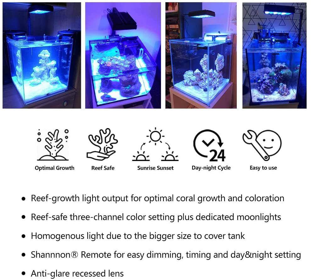 Popbloom S16 Saltwater LED Aquarium Light Mini Nano Fish Tank Lighting Reef LED Lamp 30W Animals & Pet Supplies > Pet Supplies > Fish Supplies > Aquarium Lighting PopBloom   