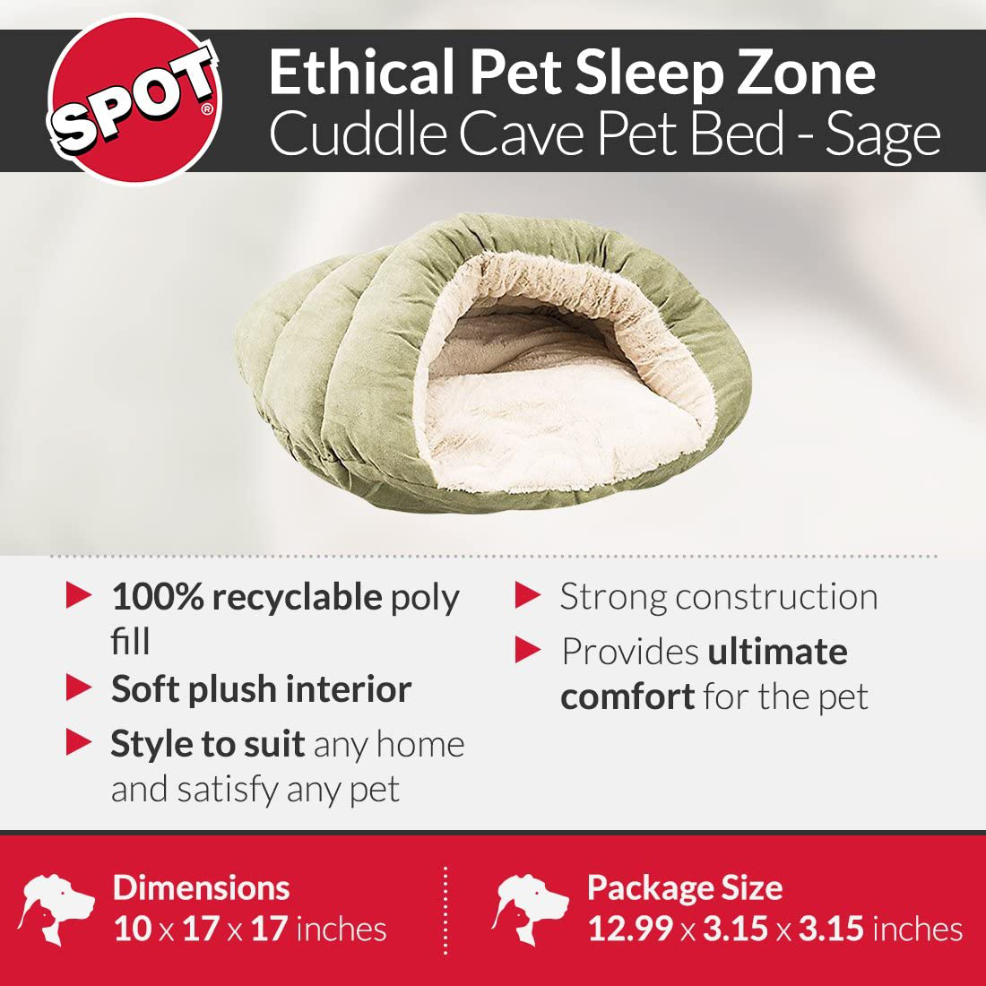 Ethical Pets Sleep Zone Cuddle Cave - Pet Bed for Cats and Small Dogs - Attractive, Durable, Comfortable, Washable. by SPOT Animals & Pet Supplies > Pet Supplies > Cat Supplies > Cat Beds SPOT   