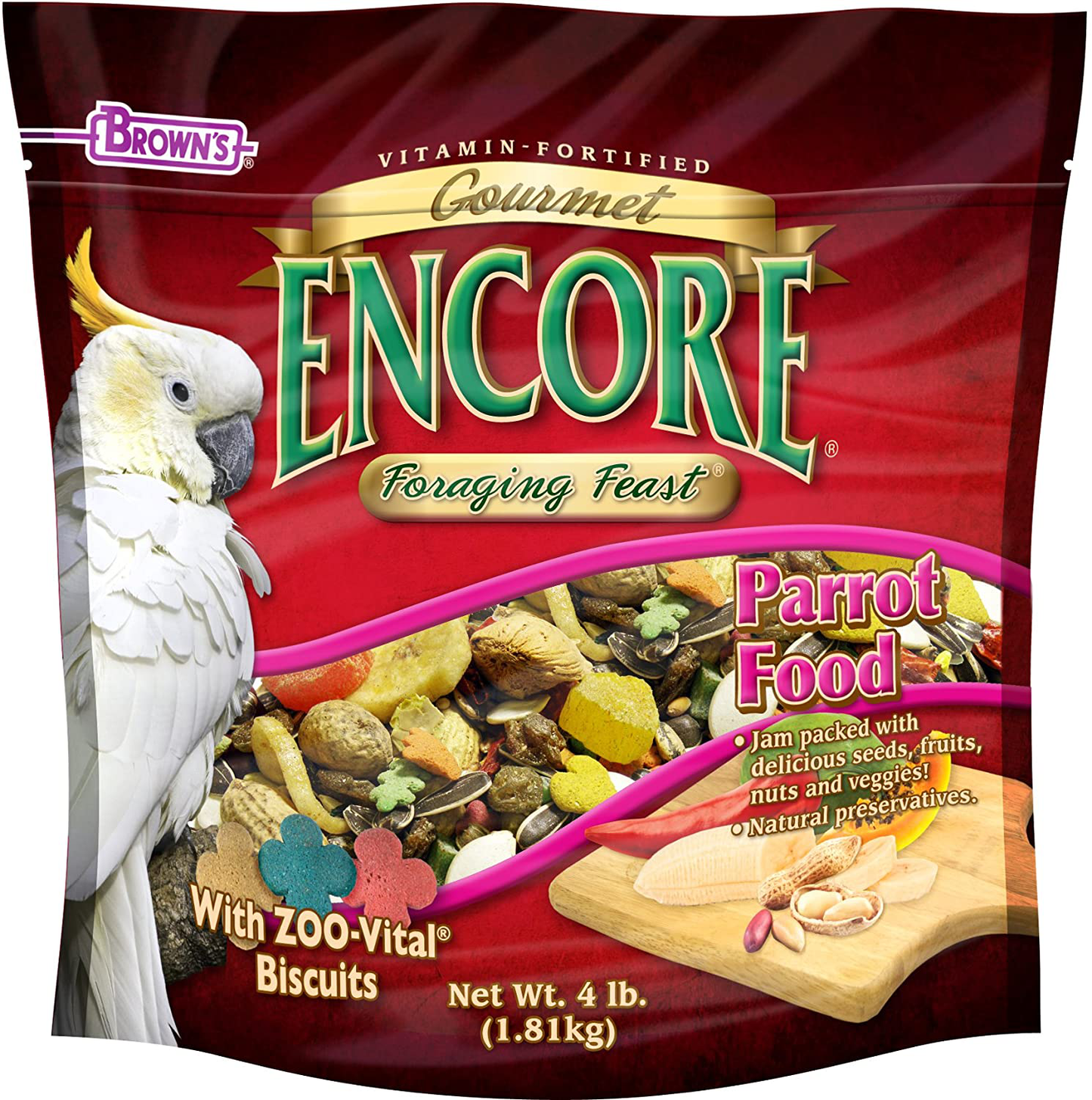F.M.Brown'S Encore Gourmet Parrot Food, Net Wt 4 Lb