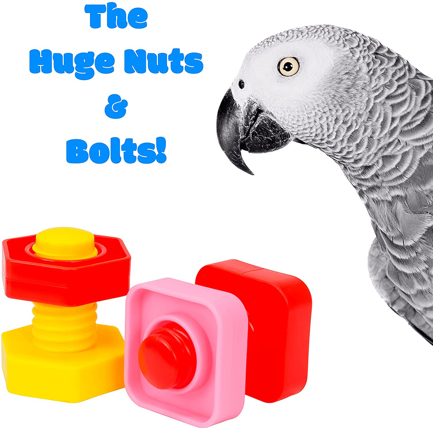 Bonka Bird Toys 3505 Pk6 Huge Nuts and Bolts Colorful Enticing Large Screw Interactive Foot Beak Throw Parrot Cockatoo Amazon African Grey Macaw Hyacinth Animals & Pet Supplies > Pet Supplies > Bird Supplies > Bird Toys Bonka Bird Toys   