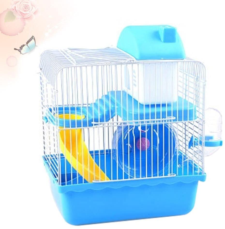 VOSAREA Hamster Cage Gerbil Haven Habitat Small Animal Cage Includes Play Slide Exercise Wheel Hamster Hide- Out Water Bottle (Light Blue) Animals & Pet Supplies > Pet Supplies > Small Animal Supplies > Small Animal Habitats & Cages VOSAREA   