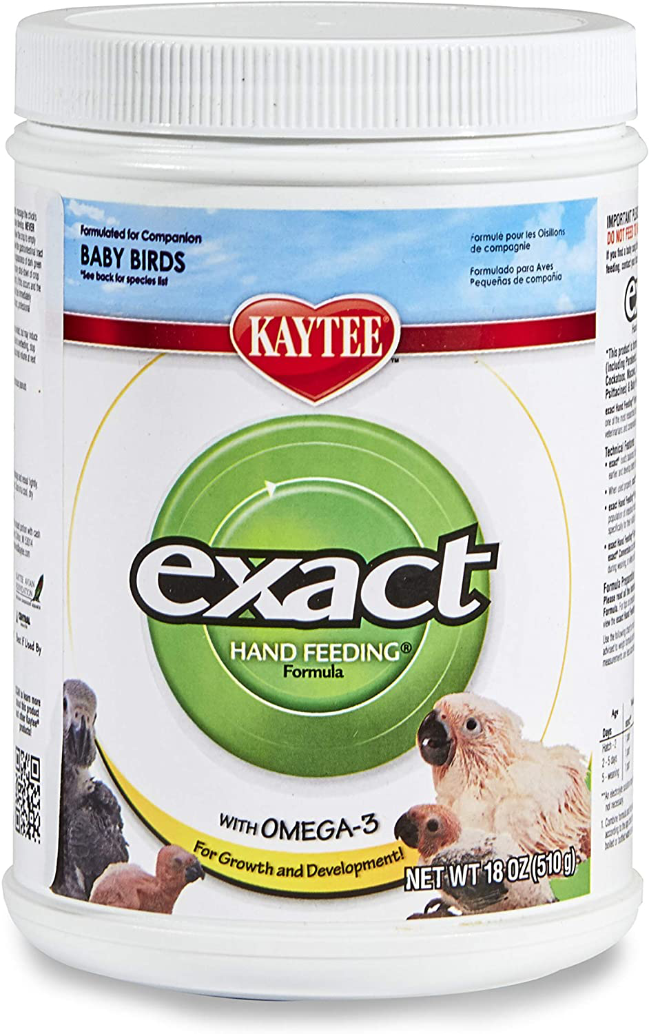 Kaytee Exact Handfeeding Baby Bird Food Instant Formula Animals & Pet Supplies > Pet Supplies > Bird Supplies > Bird Food Kaytee 18 Ounce  