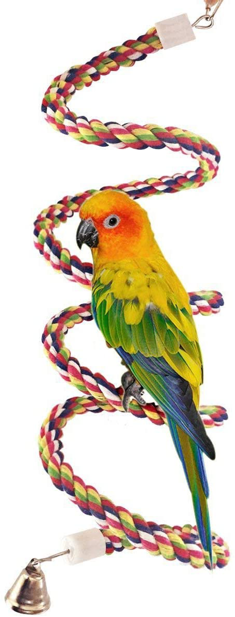 Bird Rope Perch, Colorful Rotate Cotton Rope Bird Perch Stand, Rope Bungee  Bird Toy for Parakeets Cockatiels, Conures, Parrots, Love Birds