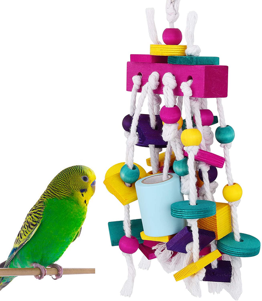 Pawaboo Pet Bird Chewing Toys, Parrot Cage Bite Toys, Bird Tearing Entertaining Toys, Multicolored Wooden Block Tearing Toys for Small and Medium Parrots and Pet Birds, Colorful Animals & Pet Supplies > Pet Supplies > Bird Supplies > Bird Treats Pawaboo   