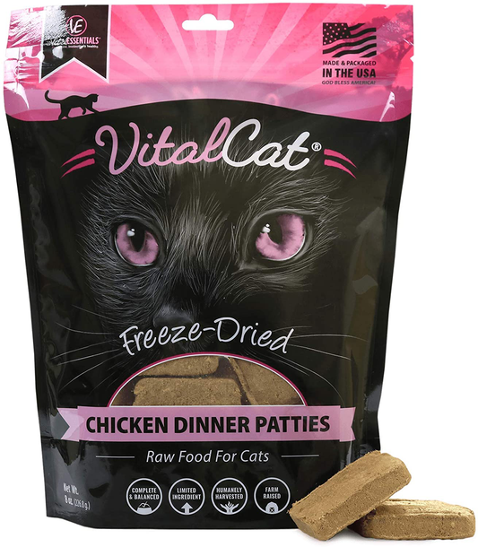 Vital Essentials Vital Cat Freeze-Dried Grain-Free All Natural Dinner Patties Cat Food, 8 Oz Animals & Pet Supplies > Pet Supplies > Cat Supplies > Cat Treats Vital Essentials Standard Packaging Chicken 