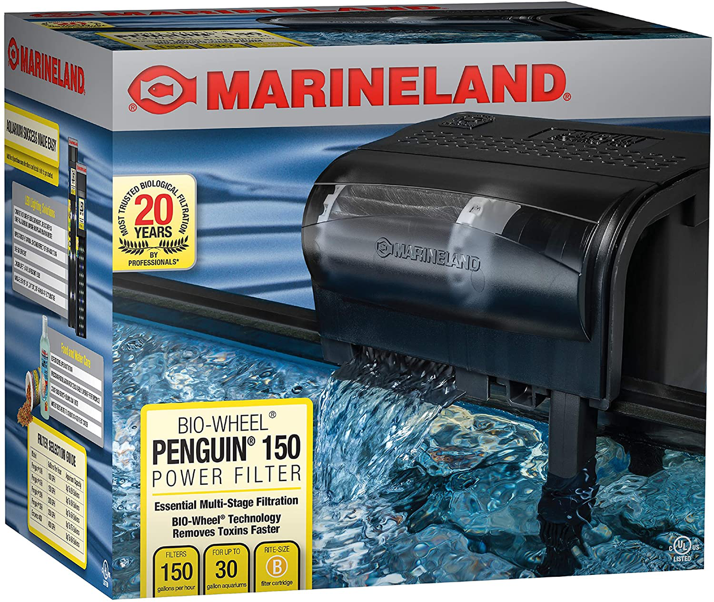 Marineland Penguin Bio-Wheel Power Filter Animals & Pet Supplies > Pet Supplies > Fish Supplies > Aquarium Filters MarineLand 20 - 30 Gallon Aquarium, 150 GPH  
