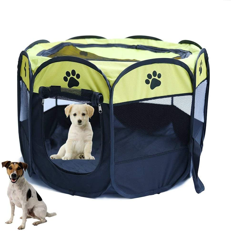 Horing Pop up Tent Pet Playpen Carrier Dog Cat Puppies Portable Foldable Durable Paw Kennel Animals & Pet Supplies > Pet Supplies > Dog Supplies > Dog Kennels & Runs Horing Green S 28" * 28" * 18" 