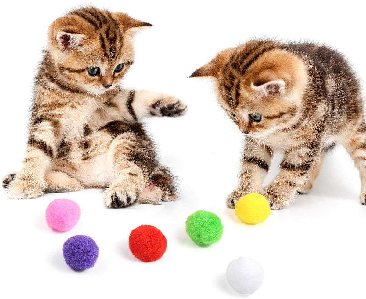 Caydo 100 Pieces 1.3 Inch Assorted Large Cat Toy Balls, Soft