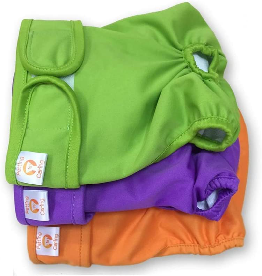 PETTING IS CARING Dog Diapers Washable & Reusable Female and Male Dog Diapers Materials Durable Machine Washable Solution for Pet Incontinence and Long Travels - 3 Pack Set Animals & Pet Supplies > Pet Supplies > Dog Supplies > Dog Diaper Pads & Liners PETTING IS CARING SOLID X-Small (Pack of 3) 