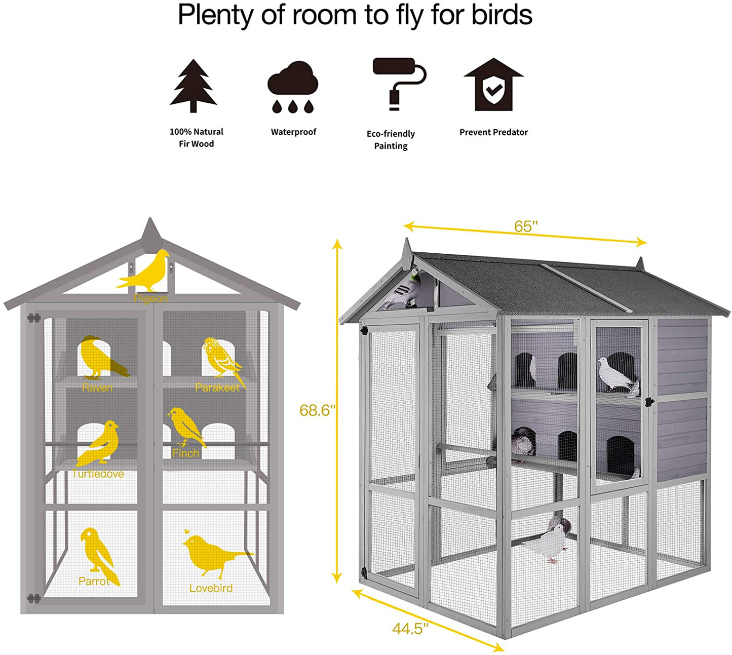 Large Pigeon Cage, Wooden Bird Cage Bird House, Parrot Cage Bird Aviary for Outdoor Animals & Pet Supplies > Pet Supplies > Bird Supplies > Bird Cages & Stands Aivituvin   