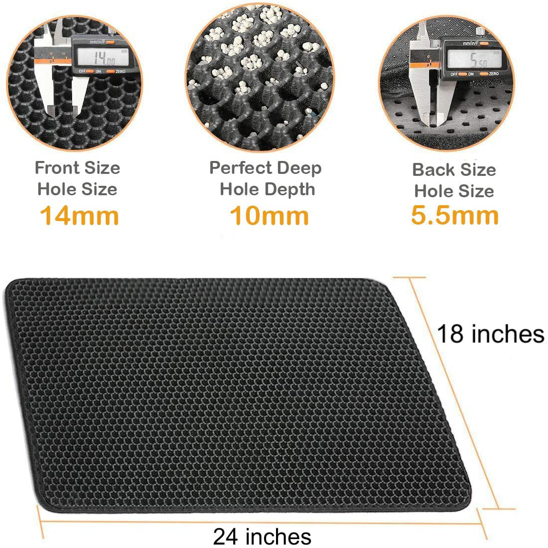 Topcovos Cat Litter Mat Litter Trapping Mat,24X18 Inch Small Double Layer Honeycomb Litter Box Mat,Eva Phthalate Free Kitty Litter Mat for Floor,Easy Clean Scatter Control Animals & Pet Supplies > Pet Supplies > Cat Supplies > Cat Litter Box Mats Topcovos   