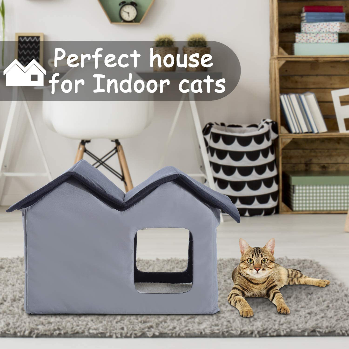 Pawhut Double Heated Portable Indoor Cat Shelter House Animals & Pet Supplies > Pet Supplies > Cat Supplies > Cat Beds Aosom LLC   