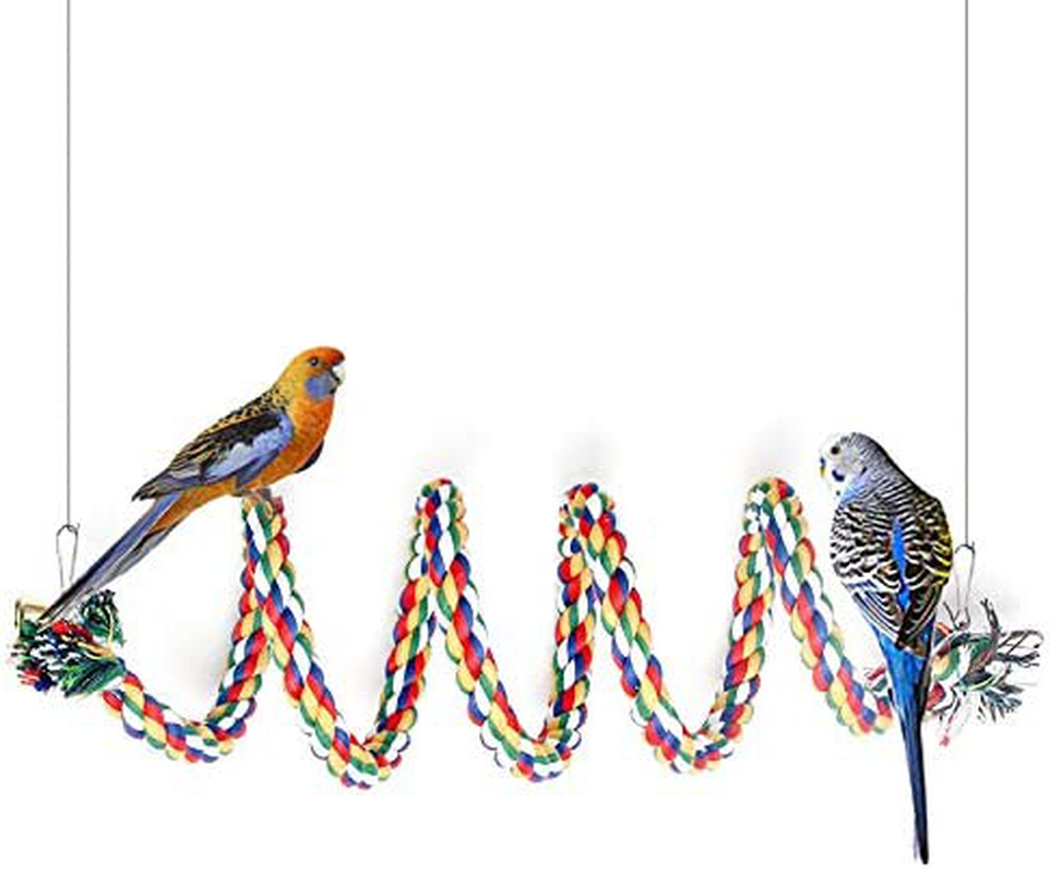 GINXIA Parrot Rope Perch Cotton Rope Bird Perch with Bell Climbing Stand Bar Bird Bungee Toy Parrot Chew Toys Animals & Pet Supplies > Pet Supplies > Bird Supplies > Bird Ladders & Perches YIXIPAZH   