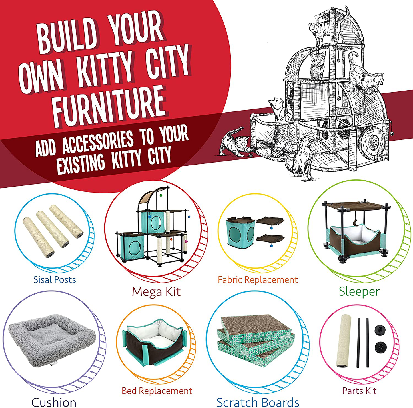 Kitty City Claw Indoor and Outdoor Mega Kit Cat Furniture, Cat Sleeper, Outdoor Kennel, Corrugate Cat Scratcher