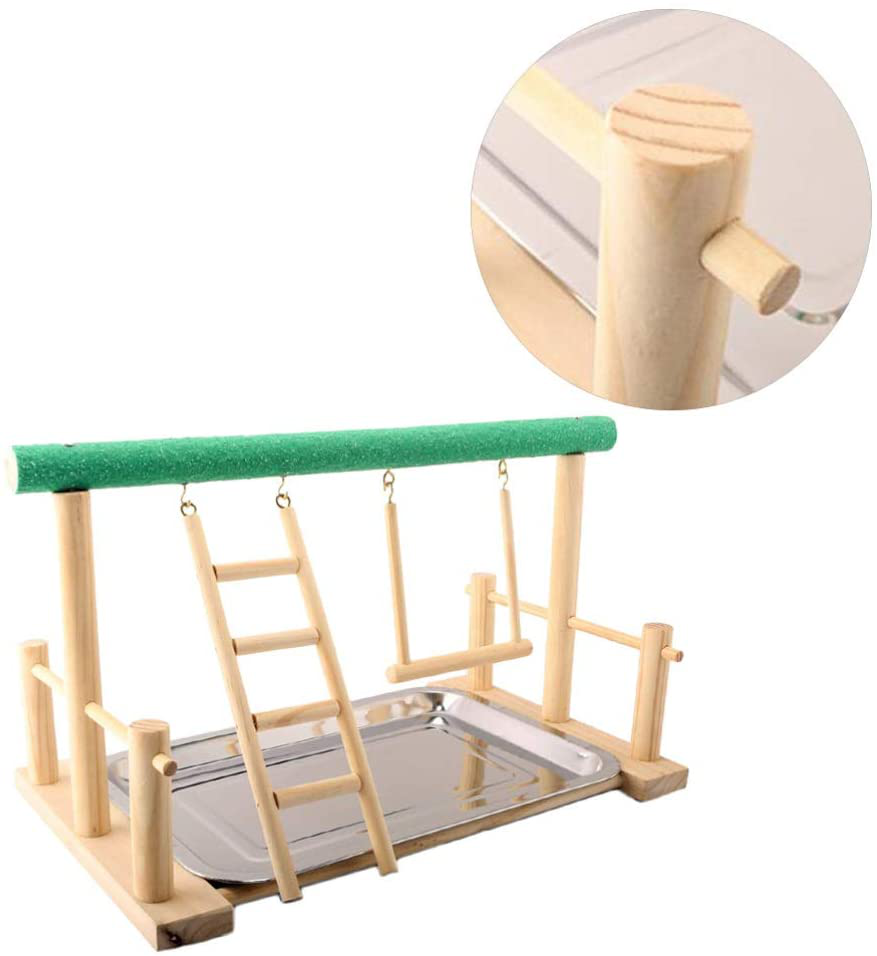 POPETPOP Bird Play Stand-Parrot Playstand Bird Perches for Cockatiels Parakeet Wood Perch Gym Playpen with Ladder Swing Toys Exercise Play Bird Toys(Stick Random Color) Animals & Pet Supplies > Pet Supplies > Bird Supplies > Bird Gyms & Playstands POPETPOP   