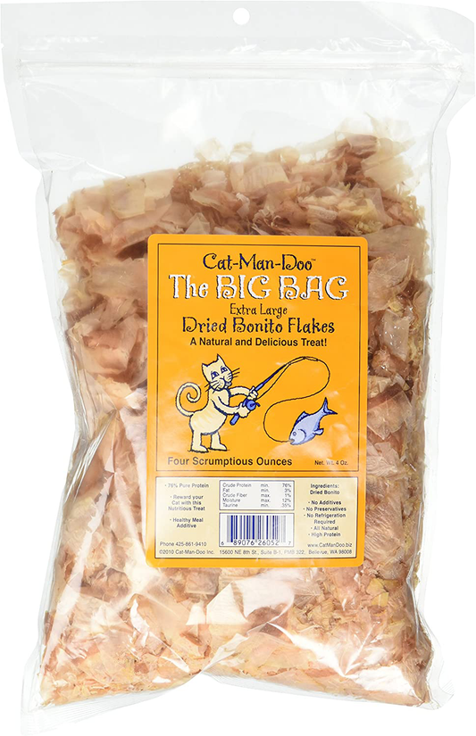 Cat-Man-Doo Extra Large Dried Bonito Flakes 4Oz. / 112G Treats for Dogs & Cats - 2 Pack