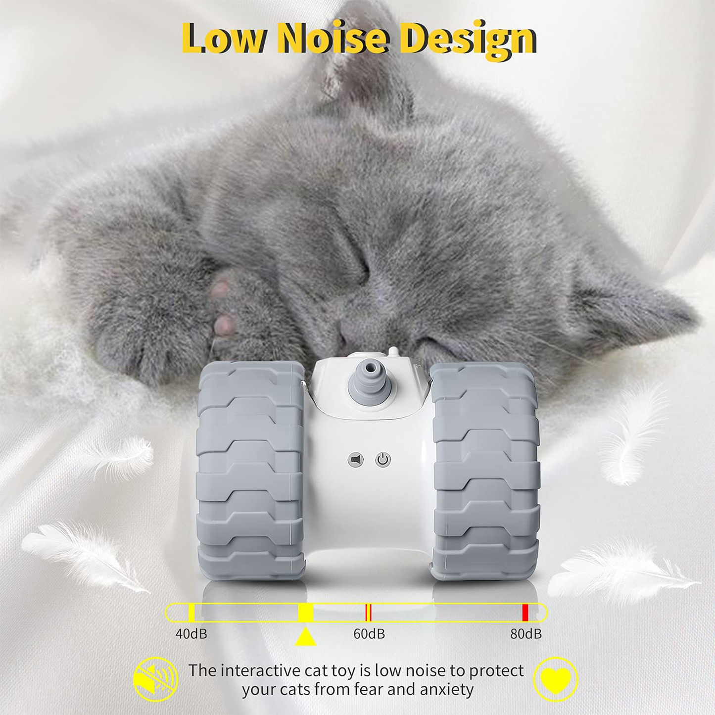 Interactive Robotic Cat Toys, Automatic Interactive Cat Toys, 2000Mah USB Rechargeable Kitten 360 Degree Rotating Toys, Auto Feather Cat Toys for Indoor Cats, Run on All Floors & Carpet, 3 Feathers Animals & Pet Supplies > Pet Supplies > Cat Supplies > Cat Toys CSHope   