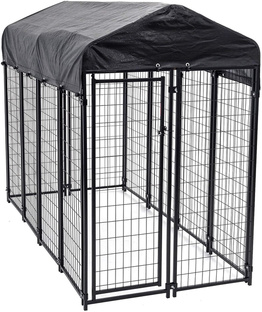Lucky Dog 60548 8Ft X 4Ft X 6Ft Uptown Welded Wire Outdoor Dog Kennel Playpen Crate with Heavy Duty Uv-Resistant Waterproof Cover, Black Animals & Pet Supplies > Pet Supplies > Dog Supplies > Dog Houses Lucky Dog   