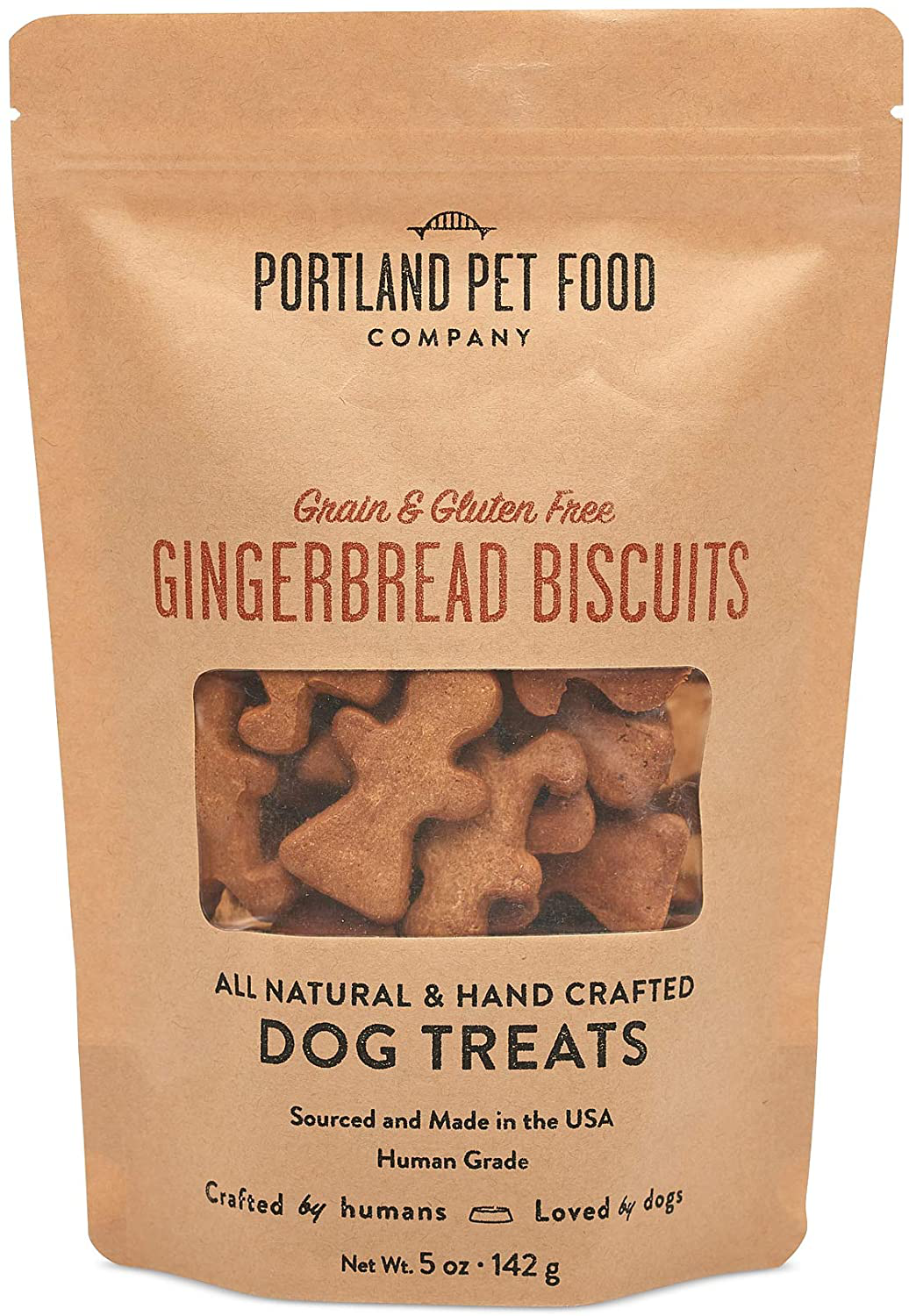 Portland Pet Food Company All-Natural Dog Treat Biscuits – Handcrafted Grain-Free, Gluten-Free, USA Sourced Baked & Made, Human-Grade, All Natural Limited Ingredients Animals & Pet Supplies > Pet Supplies > Dog Supplies > Dog Treats Crafted by Humans Loved by Dogs Gingerbread 5 Ounce (Pack of 1) 