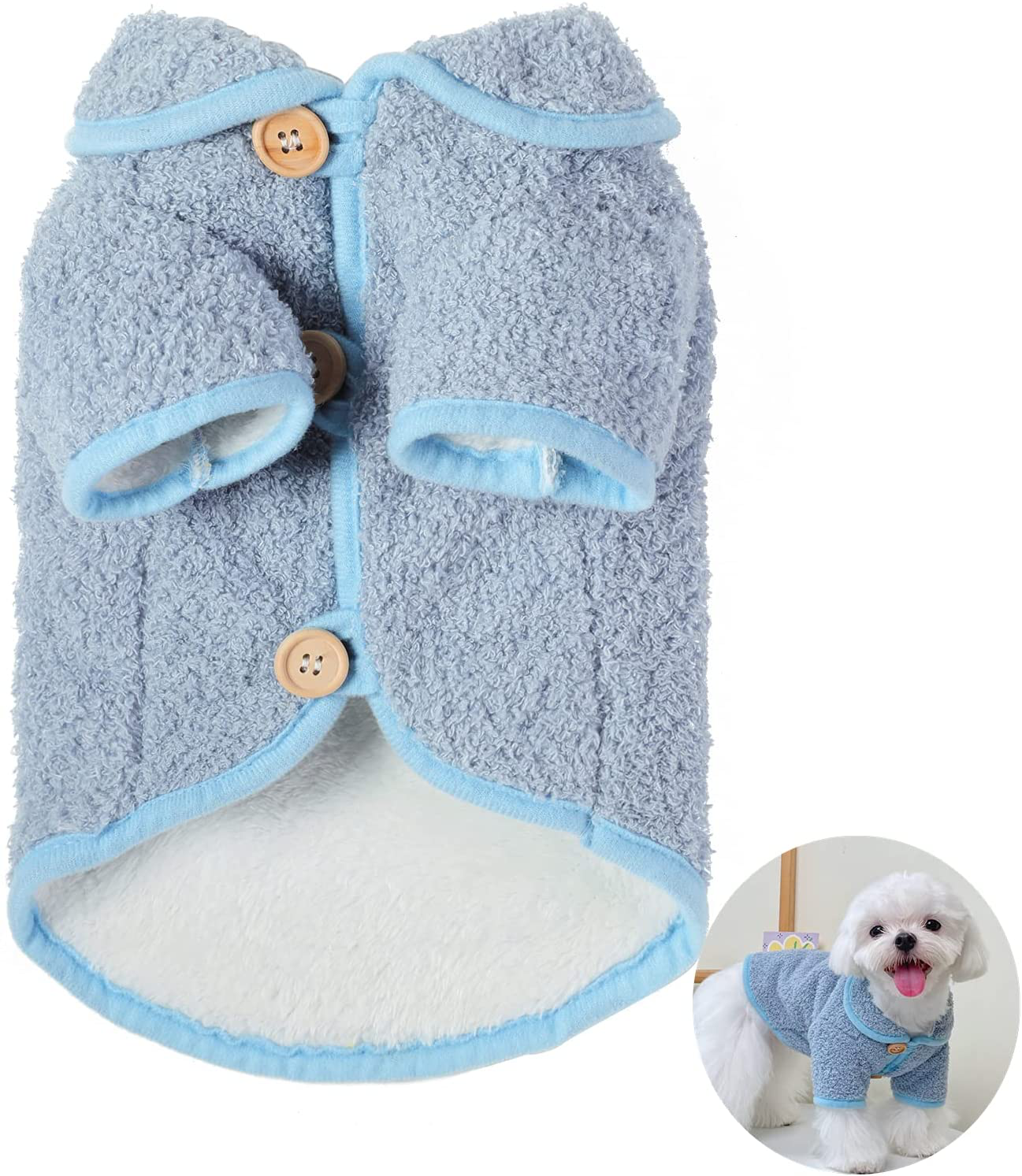 Loyanyy Fleece Lined Dog Vest for Winter Warm Soft Sweater for Small Medium Dog Cat Cute Puppy Kitten Clothes Animals & Pet Supplies > Pet Supplies > Cat Supplies > Cat Apparel Loyanyy Z Blue X-Large 