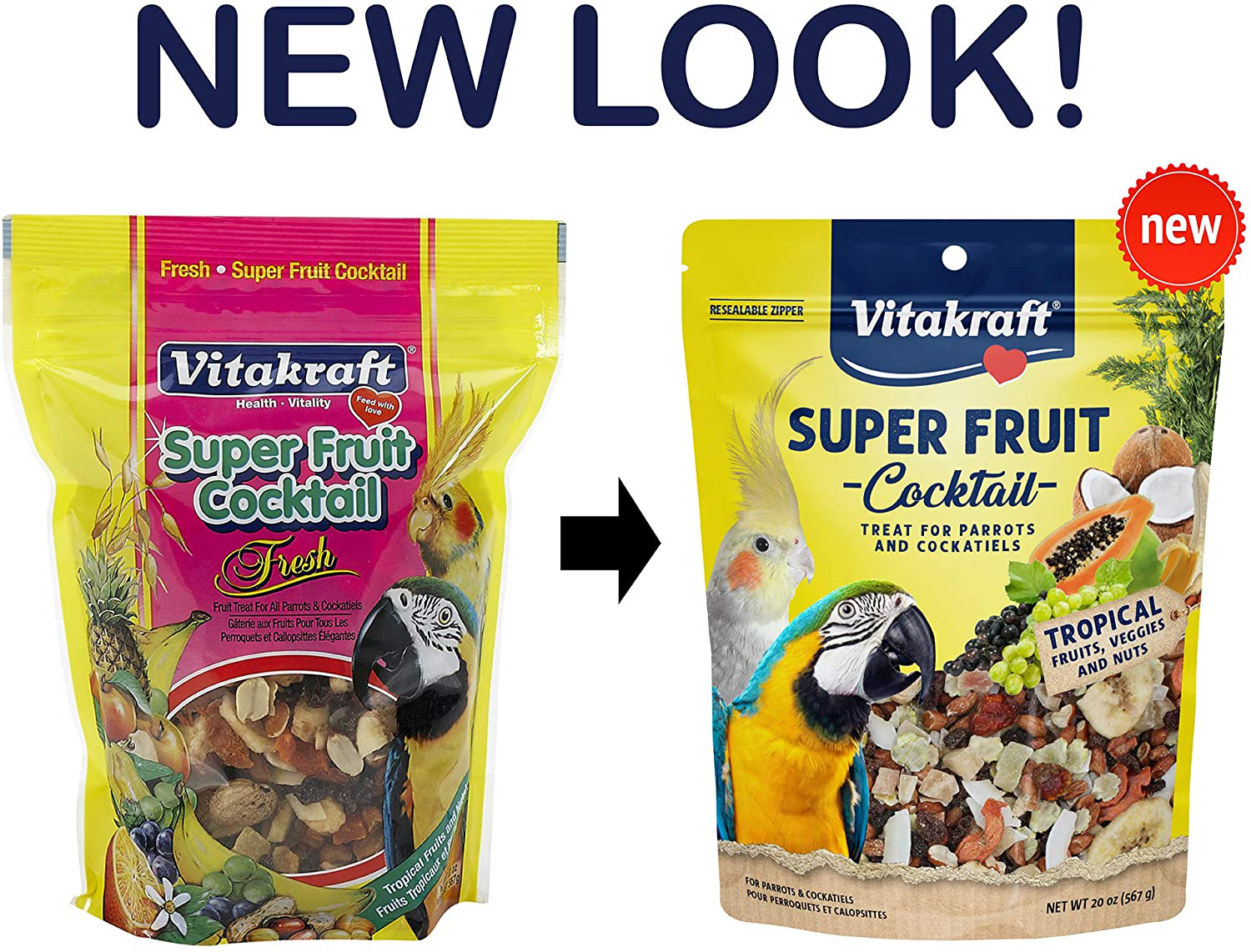 Vitakraft Fresh Super Fruit Cocktail Tropical Treat for Parrots & Birds, 20 Oz