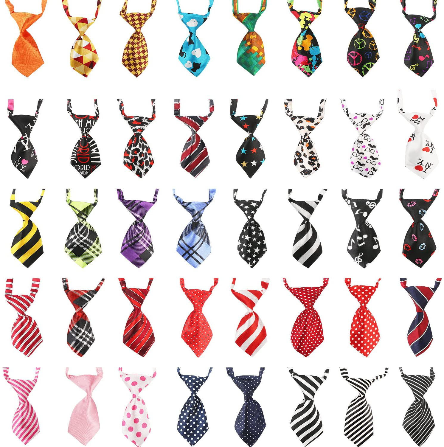 Segarty Neck Ties for Dog, 40 Pack Adjustable Pet Bow Ties Assorted Pattern for Small Dogs Cats Bowties Puppy Neckties Grooming Bows Festival Photography Holiday Party Valentine Costumes Birthday Gift