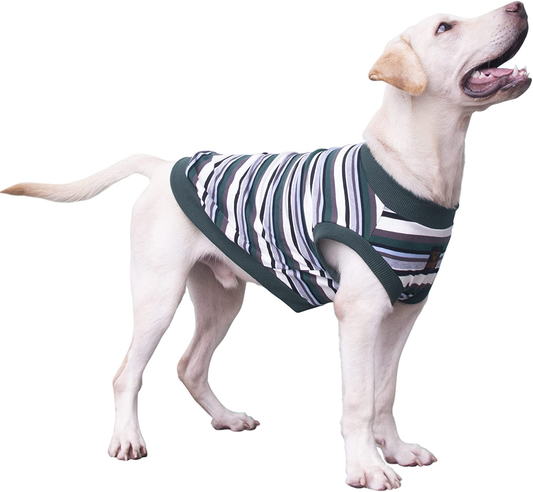 ARUNNERS Dog Striped T-Shirts Tank Vest Breathable Shirts Sleeveless Tank Top for Large Pet Dogs Boys and Girls Animals & Pet Supplies > Pet Supplies > Dog Supplies > Dog Apparel ARUNNERS Green 7X-Large 