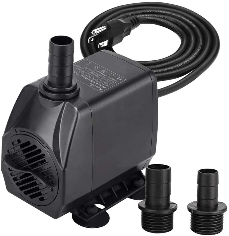 KEDSUM 330GPH Submersible Pump(1500L/H, 25W), Ultra Quiet Water Pump with 6.5Ft High Lift , Fountain Pump with 5.9 Ft Grounded Power Cord, 3 Nozzles for Fish Tank , Pond , Aquarium, Statuary, Hydropon Animals & Pet Supplies > Pet Supplies > Fish Supplies > Aquarium & Pond Tubing KEDSUM 330 GPH  
