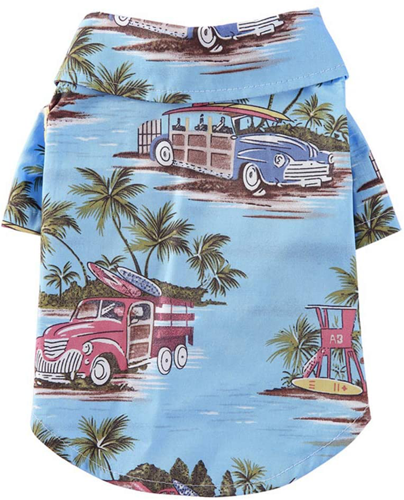 Tangpan Hawaiian Beach Coconut Tree Print Dog Shirt Summer Camp Shirt Clothes Animals & Pet Supplies > Pet Supplies > Cat Supplies > Cat Apparel Tangpan Light Blue S-12# 