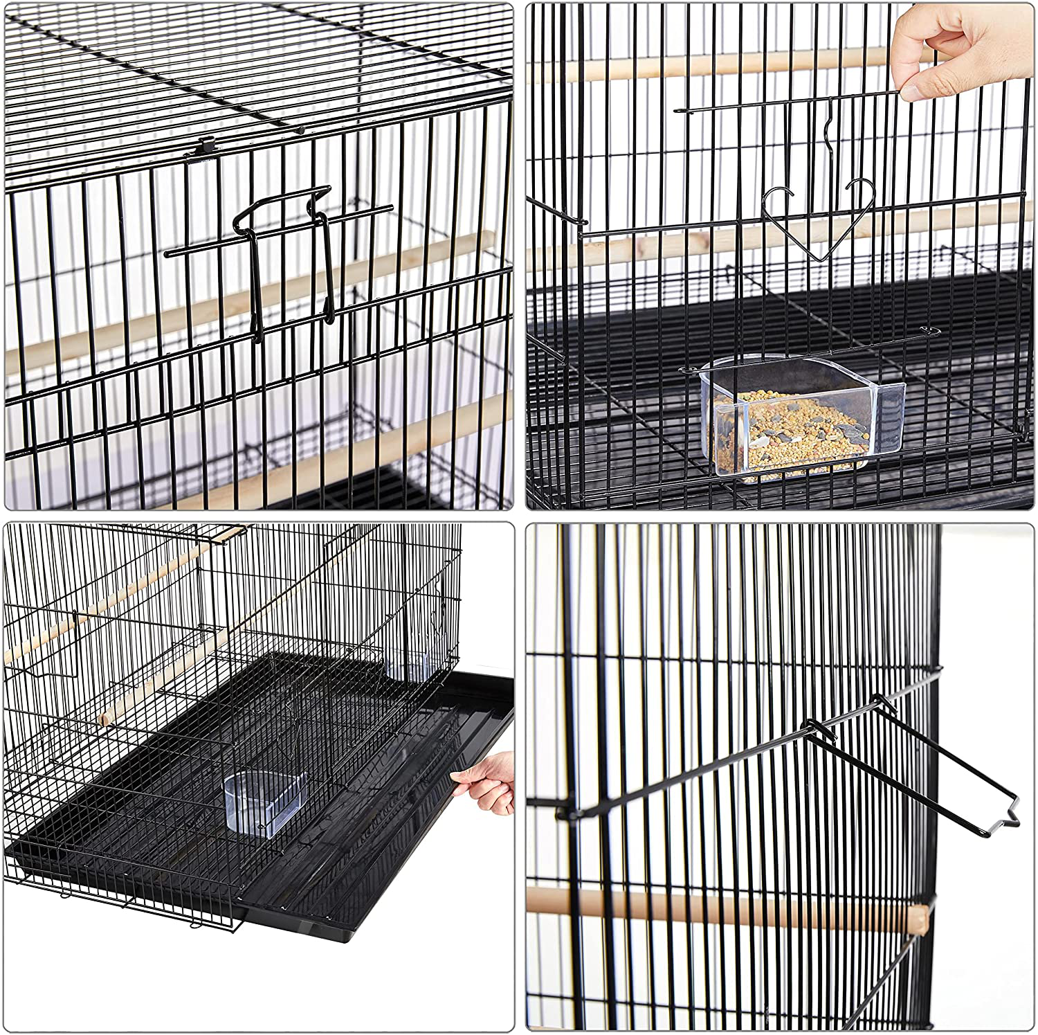 Topeakmart Rolling Stackable 2-Pack Finch Rectangle Flight Bird Cages Breeding Birdcage for Lovebirds Parrots Budgies Parakeets Canaries Cockatiels Conures with Stand Animals & Pet Supplies > Pet Supplies > Bird Supplies > Bird Cages & Stands Topeakmart   