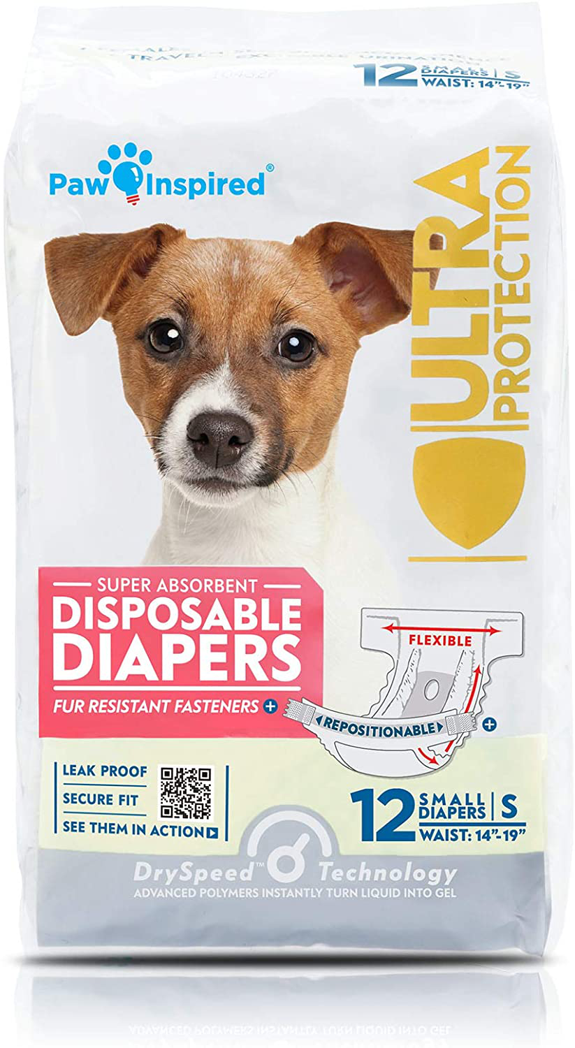Paw Inspired Disposable Dog Diapers | Female Dog Diapers Ultra Protection | Diapers for Dogs in Heat, Excitable Urination, or Incontinence (144 Count, Small) Animals & Pet Supplies > Pet Supplies > Dog Supplies > Dog Diaper Pads & Liners PAW INSPIRED   