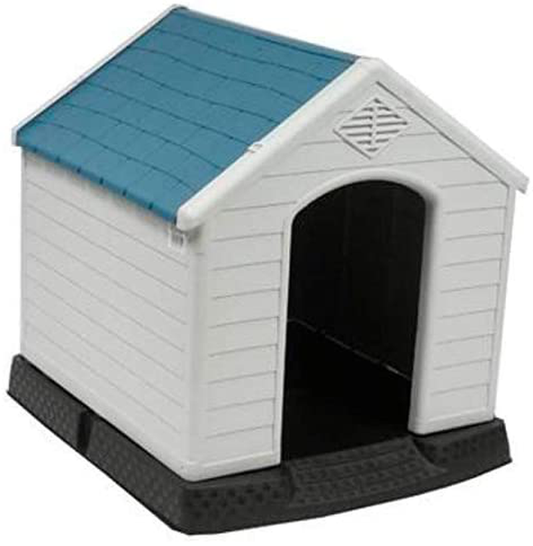 No!No! Plastic Indoor Outdoor Dog House Small to Medium Pet All Weather Doghouse Puppy Shelter White, Blue Roof Animals & Pet Supplies > Pet Supplies > Dog Supplies > Dog Houses no!no!   