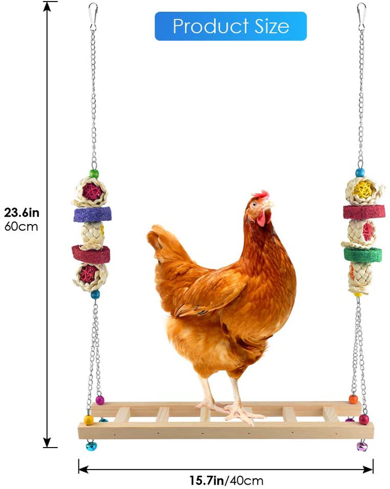 ERKOON Chicken Swing Ladder Toys with Natural Wooden Chicken Perch, Chicken Wood Stand Toy for Hens, Handmade Chicken Coop Swing Ladder Toys for Bird Parrot Hens Small Parakeets Cockatiels Macaws Animals & Pet Supplies > Pet Supplies > Bird Supplies > Bird Ladders & Perches ERKOON   