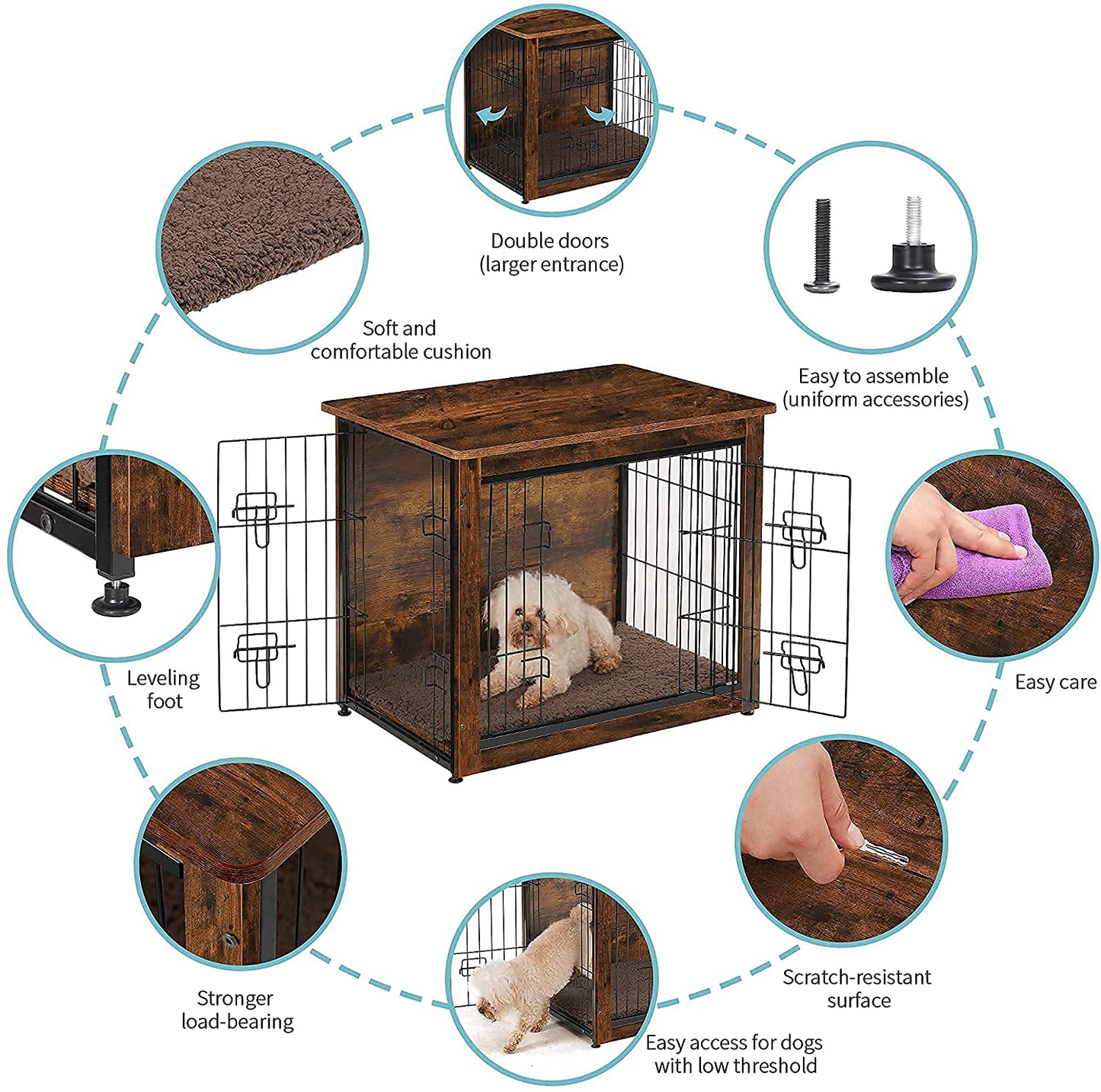 DWANTON Dog Crate Furniture, Wooden Pet Crate End Table, Indoor Dog Kennel for Small/Medium/Large Dog Animals & Pet Supplies > Pet Supplies > Dog Supplies > Dog Kennels & Runs Dwanton   