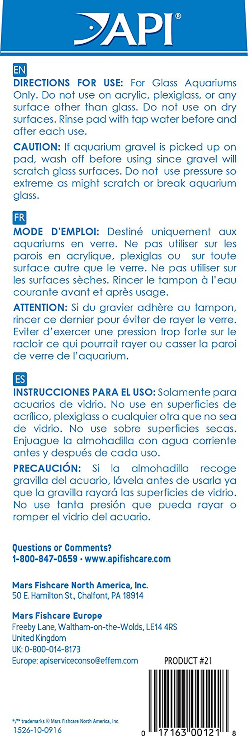 API ALGAE SCRAPER for Glass Aquariums 1-Count Container Animals & Pet Supplies > Pet Supplies > Fish Supplies > Aquarium Cleaning Supplies API   