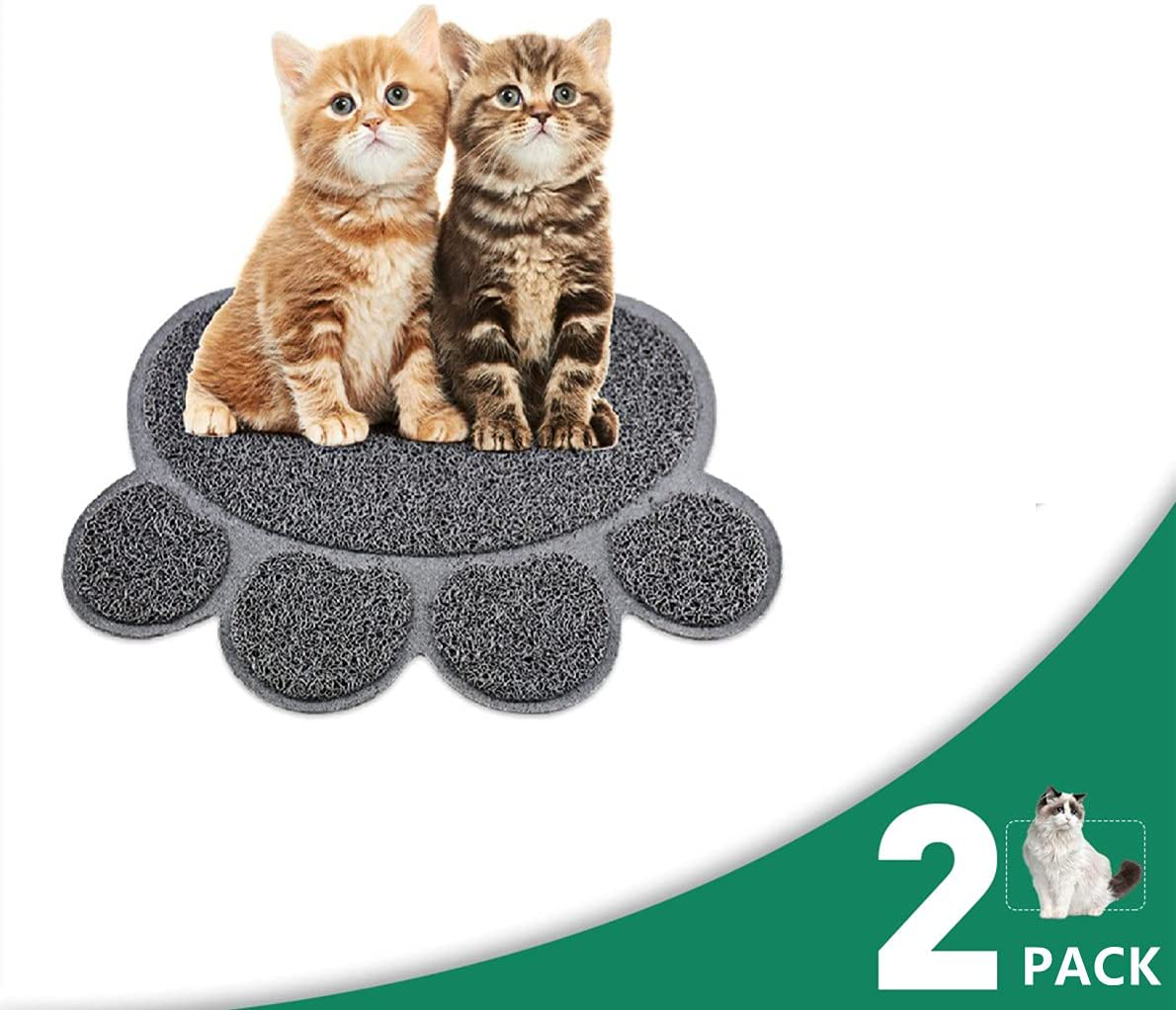 LYCEBELL Cat Litter Mat, Pet Dog Kitty Litter Trapping Mat, Paw Shape Dish Bowl Food Water Placemat, Litter Lock Mesh, Easy to Clean (Gray) - 2 Pack Animals & Pet Supplies > Pet Supplies > Cat Supplies > Cat Litter Box Mats LYCEBELL   