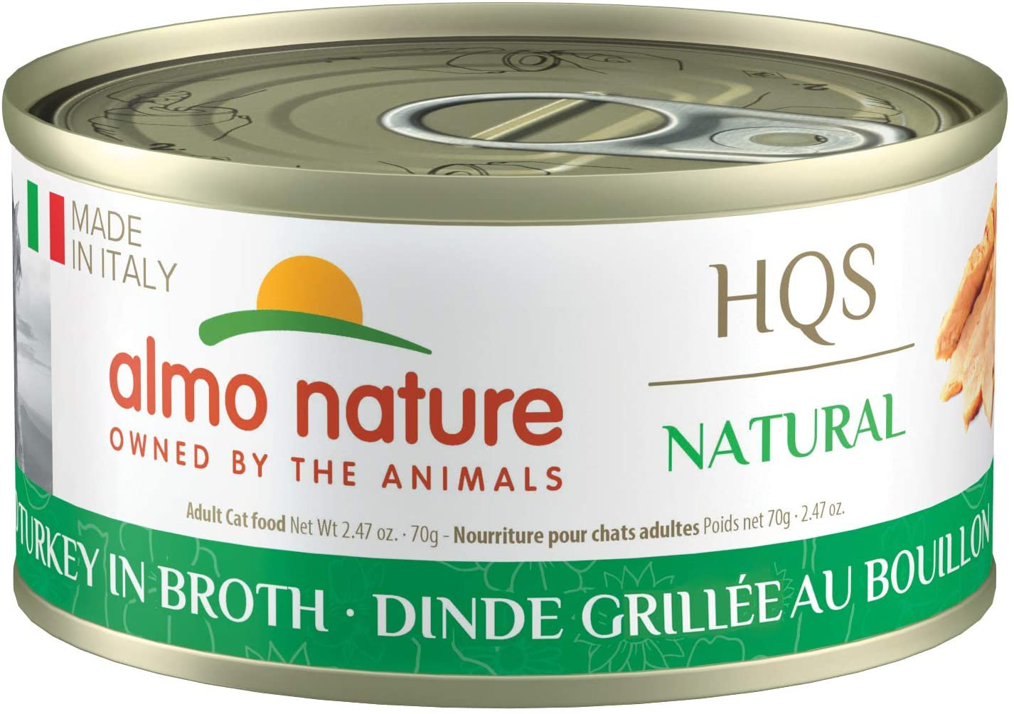 Almo Nature HQS Natural Made in Italy, Grain-Free, Additive Free, Adult Cat Canned Wet Food. Crafted with a Taste of Italy in Every Bite (Pack of 24)